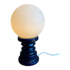 Space Age Mushroom Lamp Met Paars Keramiek Voet , Jaren 70 thumbnail 1