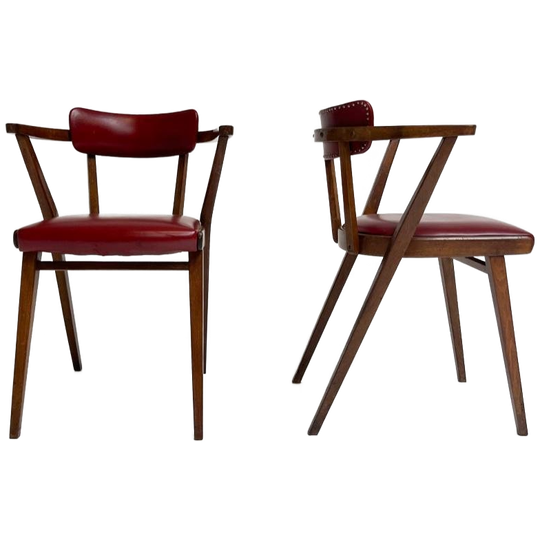 Zeldzame Set Model 209 Stoelen (2) Van Ligna Thonet, 1940's 1