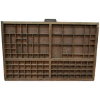 Brocante, Bruine Antieke Houten Letterbak, Wanddecoratie D thumbnail 1