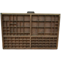 Brocante, Bruine Antieke Houten Letterbak, Wanddecoratie D