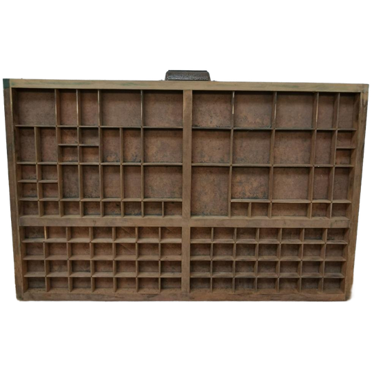 Brocante, Bruine Antieke Houten Letterbak, Wanddecoratie D 1