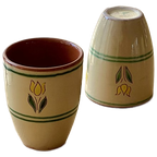 Set Of 4 Vintage Clay Drinking Glasses With Tulip Design thumbnail 1