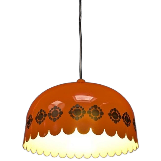 Vintage Oranje Hanglamp, Jaren '60, Deens Design Fog & Mørup 1