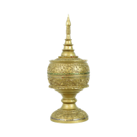 Prachtige Vintage Houten Offerschaal Bladgoud Verguld Birma 49Cm