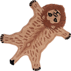 Vloerkleed Leeuw 60x90 Cm Bruin Wol - Clayre En Eef - Dieren Tapijt thumbnail 1