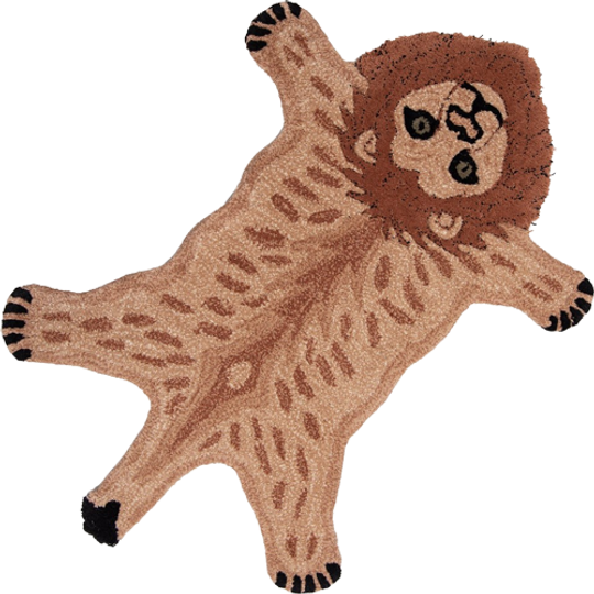 Vloerkleed Leeuw 60x90 Cm Bruin Wol - Clayre En Eef - Dieren Tapijt 1