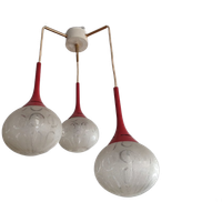 Vintage 3 Glazen Bollen Cascade Space Age Rode Lamp
