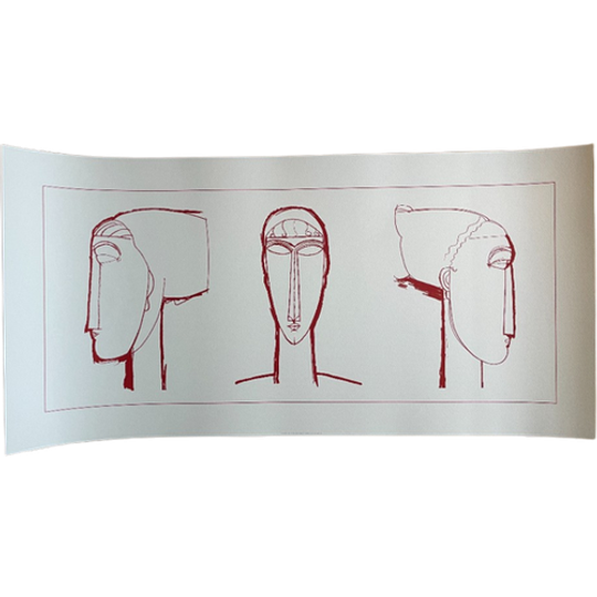 A. Modigliani (1884-1920), Tetes (red), Printed In Italy 1