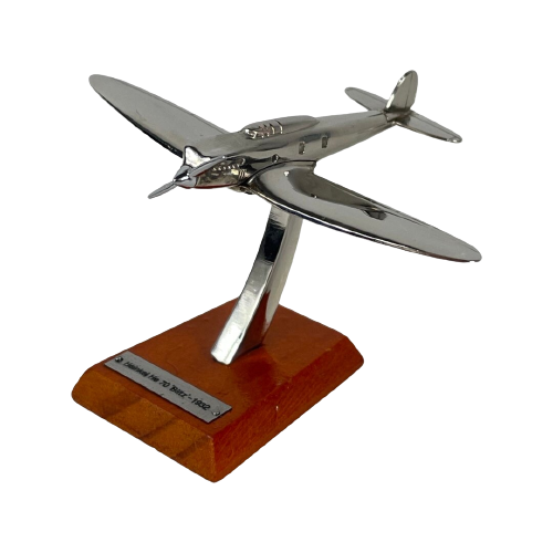 Scale Model Of An Airplane (Silver Plated) - Mounted On Wooden Base - Heinkel He 70 Blitz (1932)