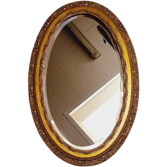 Ovale Houten Vergulde Spiegel. 1