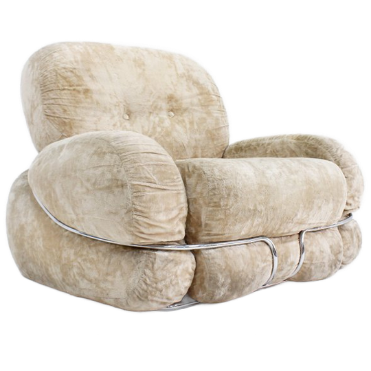 Vintage Adriano Piazzesi Okay Fauteuil Jaren 70 Italië 1