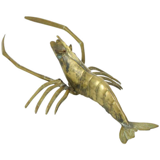 Vintage Messing Garnaal Scampi Beeldje Sixties 29cm 1