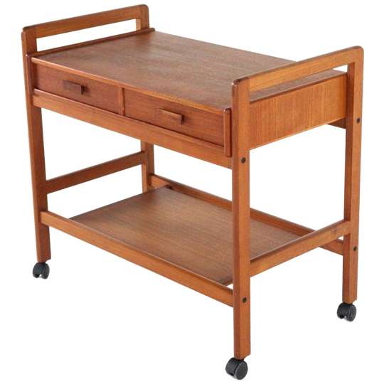 Deense Trolley Met Twee Lades Vintage 'favrholt' Deens Design 1