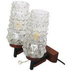 Vintage Dubbele Wandlamp - Hout, Glas Jaren '60 thumbnail 1
