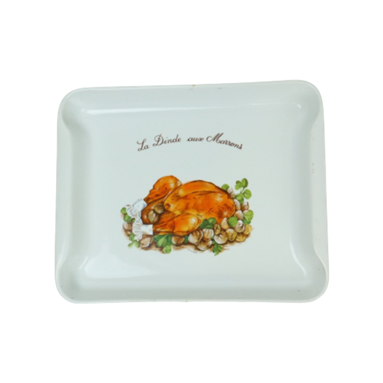 Grote Vintage Franse Ovenschaal Wit Porselein Pillivuyt Kalkoen Kastanjes 38cm 1