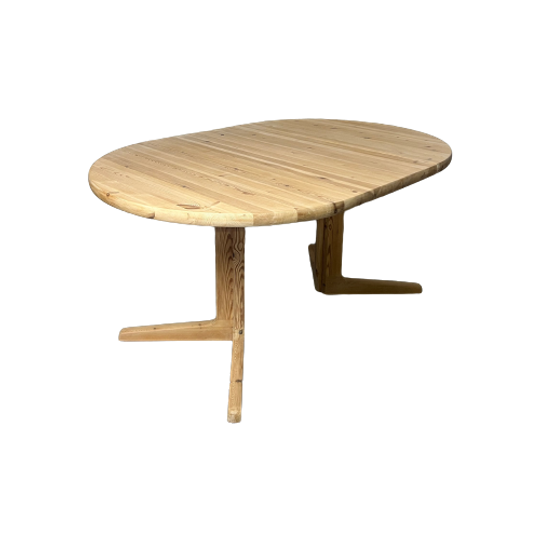 Vintage Korup Denmark Ovaal / Ronde Eet Tafel, Grenen 1