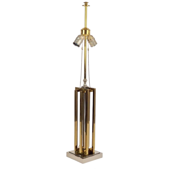 Vintage Tafellamp Willy Daro Regency Messing Chroom '80 Lamp 1