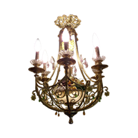 Antieke Franse Bronzen Kroonluchter, Albast
