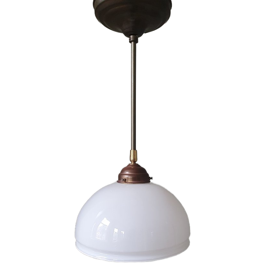 Vintage Pendellamp - Wit Opaline Glas In Decoratieve Vorm 1