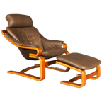 Deense “apollo” Fauteuil Met Hocker – Svend Skipper – Jaren 70 thumbnail 1