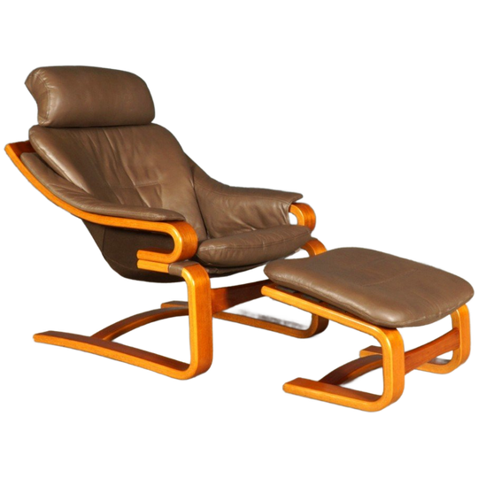 Deense “apollo” Fauteuil Met Hocker – Svend Skipper – Jaren 70 1