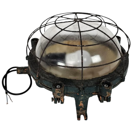 Industriële Gietijzeren Kooilamp - Muurlamp - Buitenlamp - Gal - Frankrijk - 50's 1