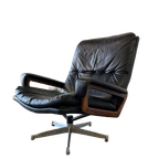 Vintage Zwart Lederen Fauteuil / Eenzit Andre Vandenbeuck thumbnail 1