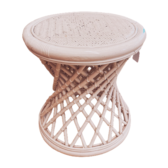 White Rattan & Bamboo Stool 1