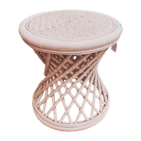 White Rattan & Bamboo Stool