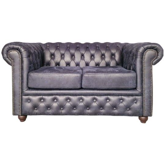 Brighton 2-Zits Classic Chesterfield Bank – Blauw, Soft Leer 1