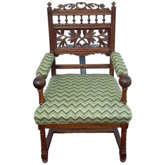 Spindle Back Tapestry Arm Chair 1
