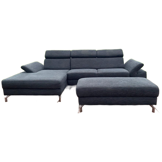 Grijze Hoekbank + Hocker 1