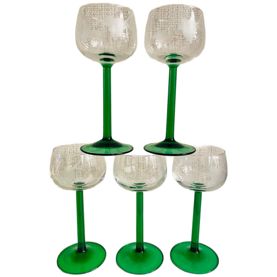 Set Wijnglazen Groene Voet 1