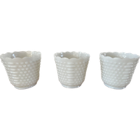 Vintage Retro Hobnail Bloempotten Melk Glas