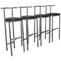 Set Of 4 Postmodern Barstools In Chrome, 1990s