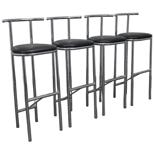 Set Of 4 Postmodern Barstools In Chrome, 1990s 1