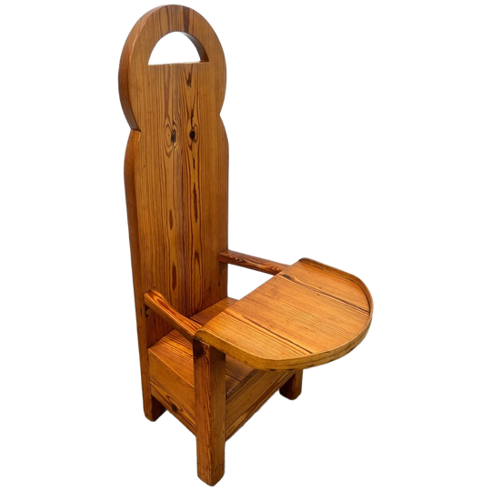 Vintage Kinderstoel, Brutalistisch, Grenenhout 1970's 1