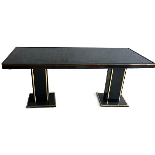 Black Lacquer And Brass Dining Table – 1970s 1