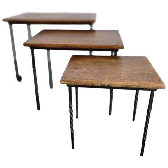 Set Van 3 Vintage Nesting Tables / Bijzettafeltjes 1