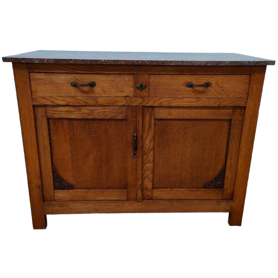 Vintage Frans Dressoir Commode, Ladekast Badkamermeubel Met Marmer Blad 105 1