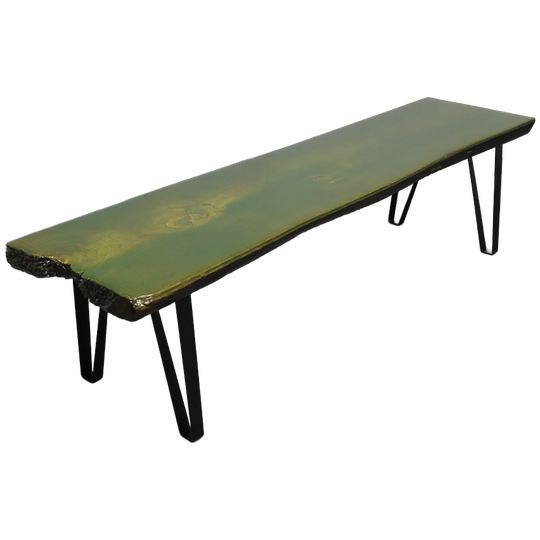 Unique Handmade Green Epoxy Fusion Bench, 1990s 1