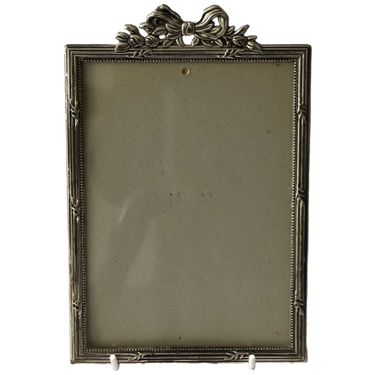 Vintage Messing Tafelfotolijst Met Strik En Bloemendetail, Jaren '50 1