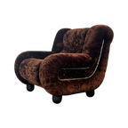 Vintage Italiaanse Fauteuil In Donkerbruin Velours thumbnail 1