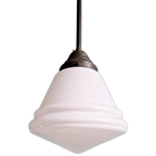 Grote Conische Art Deco Hanglamp Van Wit Opaline Glas thumbnail 1