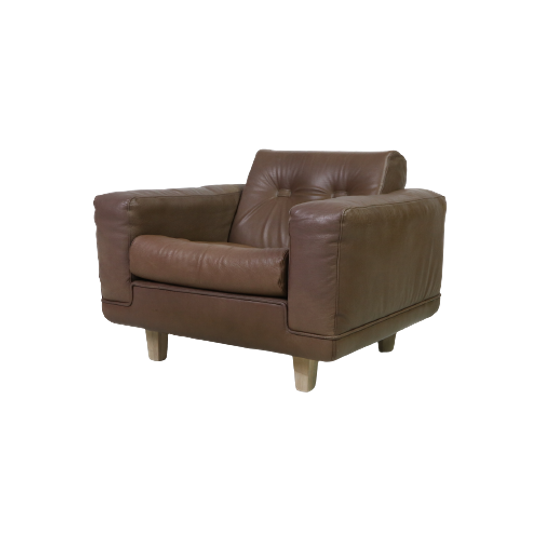 Søren Nissen And Ebbe Gehl Vintage Armchair In Brown Leather 1