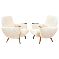 2 Vintage Fauteuils Nieuw Gestoffeerd Teddy Teak Hout