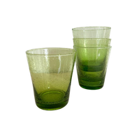 4x Vintage Groen Waterglas / Frisglas Bubbels