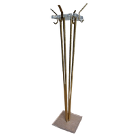 Goudkleurige Vintage Staande Kapstok In Hollywood Regency Stijl - Messing En Plexiglas