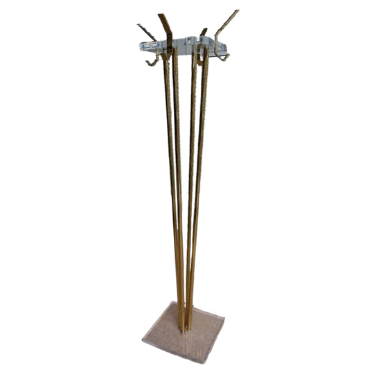 Goudkleurige Vintage Staande Kapstok In Hollywood Regency Stijl - Messing En Plexiglas 1