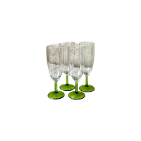 4x Vintage Champagne Flute Met Groene Voet, Reliving